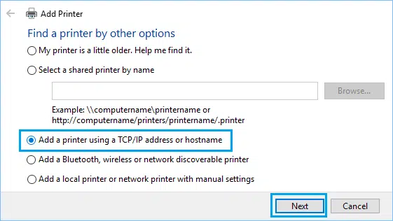 how-to-connect-to-printer-using-ip-address-windows-10